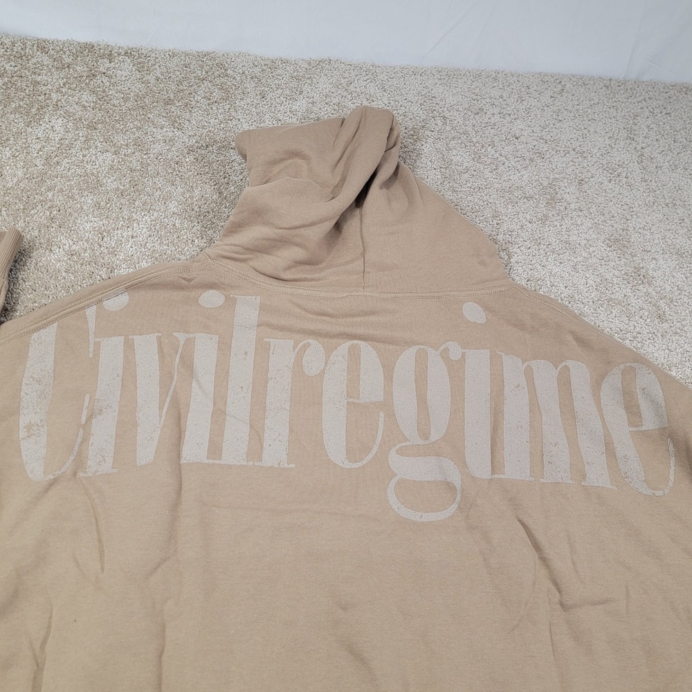 Civilregime Crop Hoodie Large Beige Oversized Pullover Sweatshirt Sz Large Sand